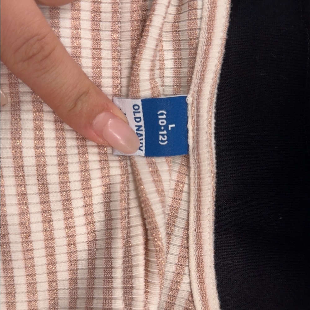 Old Navy Beige and White Striped Long Sleeve Tee for kids - Picture 2 of 2